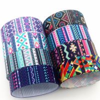 DHK 7/8 5yards Tribal Plaid Folk-custom Printed Grosgrain Ribbon Accessories Material Decoration DIY Sewing Craft C2013 Gift Wrapping  Bags