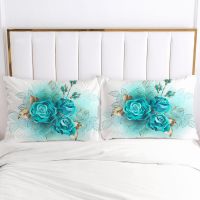 3D Digital Printing Custom luxury Pillow Case Pillowcase 50x70 50x75 50x80 70x70 Decorative Pillow Cover Blue rose Bedding