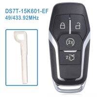 DS7T-15K601-EF อะไหล่กุญแจรถยนต์3 + 1ปุ่ม ID49 433.92Mhz สำหรับ Ford Mondeo Tallinn 2014 2015 2016 2017