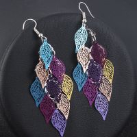 Seven-color small nine leaf accessories Leaves Earring Bohemian Jewelry Dangle Drop Earrings Boho Cute decoration Women Gift