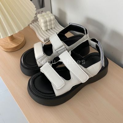 [พร้อมส่ง]Summer Velcro sandals รองเท้าหนังรัดส้นสไตล์เกาหลี