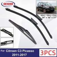 สำหรับ Citroen C3 Picasso 2011-2017รถด้านหน้าด้านหลังใบปัดน้ำฝนยางนุ่มกระจกปัดน้ำฝนกระจกรถยนต์24 "16" 11 "2015 2016