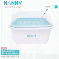 N216 NANNY แนนนี่ ที่คว่ำขวดนมมีฝาปิดแนนนี่ สีฟ้าขาว