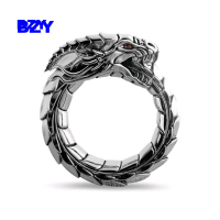 BZY Vintage 925เงินสเตอร์ลิง Mens แฟชั่น Punk ลม Nordic Mythical มังกรยักษ์สไตล์เครื่องประดับ