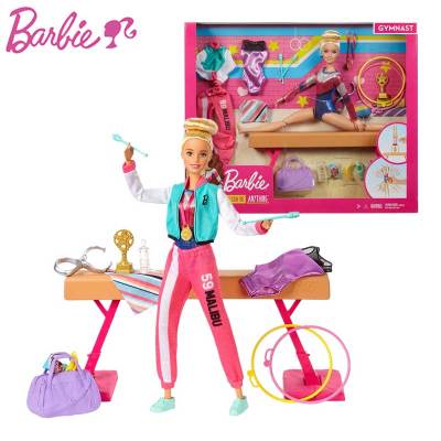 ชุดตุ๊กตายิมนาสติก Barbie ดั้งเดิมชุดอุปกรณ์เสริมสำหรับเด็กผู้หญิงเพลย์เฮาส์กีฬาของเล่นเด็กผู้หญิง GJM72ของขวัญวันเกิดคริสต์มาส