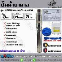 ปั๊มบาดาล Black Bull AC 3 HP 2เฟส 220v บ่อ 6 นิ้ว ท่อน้ำออก 3 นิ้ว รุ่น 6SDM30-30/3-2.2KW สายไฟยาว 30 เมตร กล่องควบคุม ส่งฟรี มีบริการเก็บเงินปลายทาง