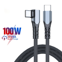 USB C ถึง USB Type C สาย QC 3.0 100W ข้อศอก PD Data Cable Fast Charging สำหรับ Samsung Xiaomi โน้ตบุ๊คศัพท์มือถือสายชาร์จ