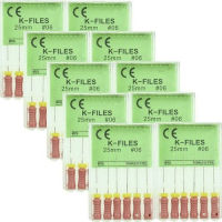 10Packs Dental K-Files Endodontic Root C K-File (การใช้มือ) 212531มม. สแตนเลส Endo Files Instruments เครื่องมือทันตแพทย์