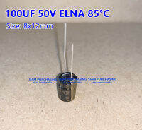 (จำนวน 5ชิ้น) 100UF 50V ELNA 85C SIZE: 8X12MM. ขายาว สีดำ