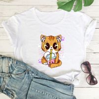 Kawaii Cat Graphic Tee Shirt Cute Cartoon Anime Print Tshirt Cotton Tshirt Simple Wild
