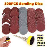 GJPJ-100pcs 1inch Sanding Disc  Loop Sanding Pad 1inch  1/8inch Shank Abrasives Hook Loop Backer Sandpaper Mixed Set