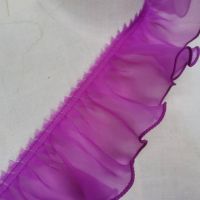 [HOT!] 1M Purple Red Pink Tulle Lace Fabric Wide 8cm Chiffon Ruffle Lace Ribbon DIY Ribbons Collar Sewing Doll Clothing dentelle L 5