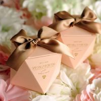 New PinkRedBule Diamond Shape Baby Shower Candy Box Wedding Favors and Gifts Boxes Birthday Party Decoration for Guests