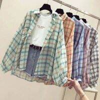 ♗ 2020 Fashion Women Plaid Shirt Oversized Checked Blouse Long Sleeve Female Casual Print Shirts Loose Cotton Tops Sunscreen Free