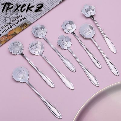 3PC Stainless Steel Spoon Cherry Rose Gold Silver Scoop Coffee Spoon Christmas Gifts Kitchen Accessories Tableware Decoration