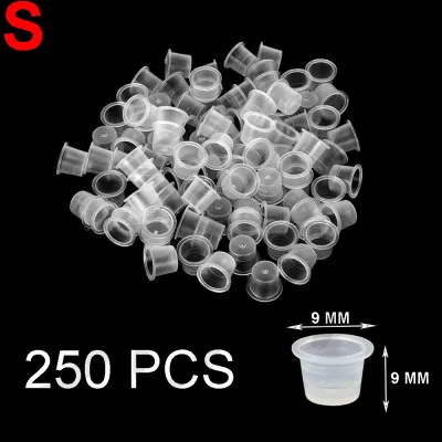 จุกใส่หมึกสัก 250ชิ้น ขนาด S จุกหมึก จุดใส่สีสัก Disposable Plastic Tattoo Ink Cup Pigment Holder 250 Piece Size S