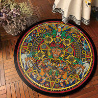 European classical vintage ethnic totem mandala round carpet Non-slip Balcony coffee table hanging basket home decoration mat