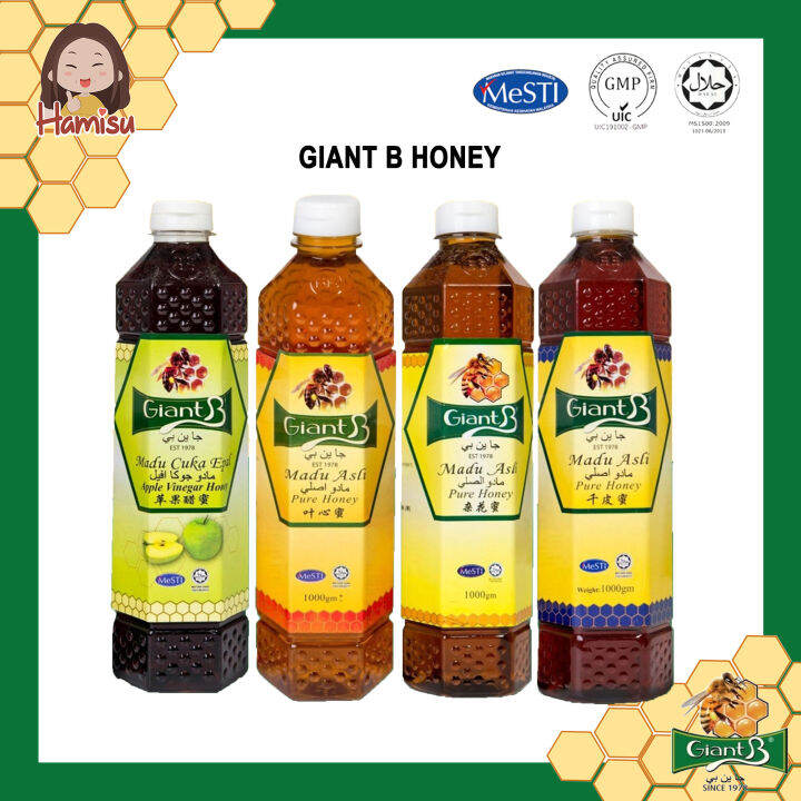 Giant B Pure Honey Original Madu Asli 1kg Apple Vinegar Honey Ginger ...