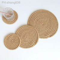 Jute Round Placemat Non Slip Dining Table Mat Hand-woven Insulation Pad Disc Bowl Pads Pot Holder Coffee Drink Tea Cup Coasters