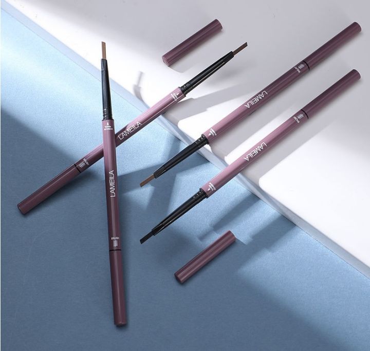 ส่งเร็ว-lamelia-double-eyebrow-pencil-ดินสอเขียนคิ้วกันน้ำ-2-in-1-หัวเรียวเล็ก-slim-มีแปรงปัดคิ้วในตัว