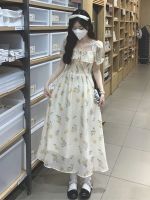 เสื้อผ้าแฟชั่นสำหรับสุภาพสตรี Tea French floral dress hubble-bubble sleeve in the summer of female temperament accept waist pure sweet fairy skirts tender love