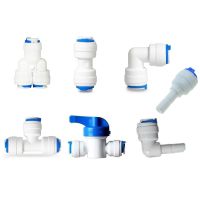 ◕❇ Reverse Osmosis Quick Coupling 1/4 3/8 Hose Connection Tee Y Connector 2 Way Equal Elbow Straight RO Water Plastic Pipe Fitting