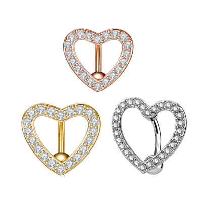 Shaped Nail Body Jewelry Piercing Inlaid Heart Copper Steel Button Belly