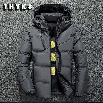 ZZOOI White Duck Down Jacket Mens Winter Warm Keeping Solid Color Hooded Down Jacket New Thick Duck Down Coat Mens Down Jacket Coat