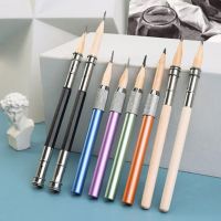 Single/Dual Head Pencil Extender Holder Adjustable Round/Triangle/Hexagonal Pencils Connect Penholder Metal/Wood Extension Rod