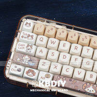 KBDiy 143 Keys ชุด MOA รายละเอียดน่ารักแมวธีมปุ่มกดสำหรับแป้นพิมพ์ MAC การ์ตูน PBT ข้อความเหมือนกับ MX สวิทช์สำหรับ GMK67 646110487980