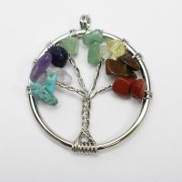 Quartz 12Pcs/lot Tree Life Pendant Necklace Pendulum Chakra Crystal Natural Stone Women Men Healing For Jewelry Make