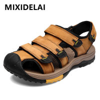 New Summer Mens Sandals Genuine Leather Casual Mens Shoes Outdoor Comfortable Breathable Beach Sandals Roman Fashion Sneakers