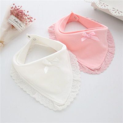 Baby Bib Soft Cotton Baby Drool Bibs Triangle Scarf Comfortable Drooling and Teething Lace Bow Towel Saliva Towel for Newborn