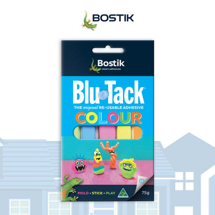 ღBostik Blu Tack Colours Multi Purpose Reusable Adhesive 75g Sticks