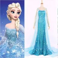 Elsa Queen Princess Adult Women Cocktail Party Dress Costume Elsa Dresses