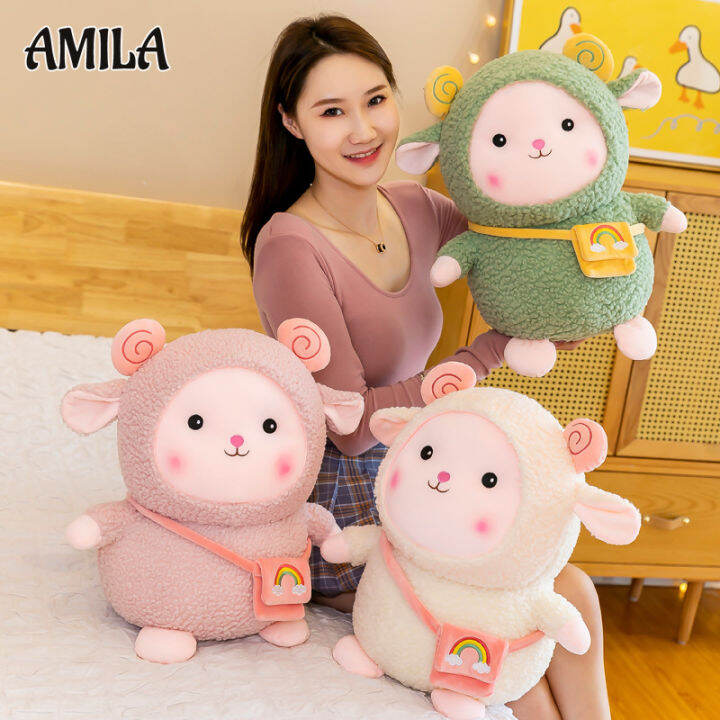 amila-น่ารักสร้างสรรค์สำหรับสัตว์เลี้ยง-กระเป๋าเป้สะพายหลังตุ๊กตาหนานุ่มสีแกะตุ๊กตาแกะของขวัญหมอนสำหรับนอนสำหรับเด็ก