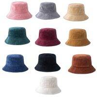 HOT★ฤดูหนาว Warm Corduroy กำมะหยี่หมวก Ribbed สีทึบหมวกชาวประมง