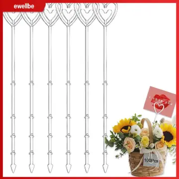 20 Pieces Floral Picks Clear Plastic Pick Holder 9.4 Inch Straight Head  Card Holder Transparent Flower Picks Card Photo Holder Pick for Party  Wedding