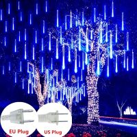 {Best-selling party decoration} 16หลอดฝนดาวตกฝนไฟ LED เชือกตกแต่งคริสต์มาสกลางแจ้งถนนพวงมาลัยปีใหม่ N Avidad งานแต่งงานตกแต่ง