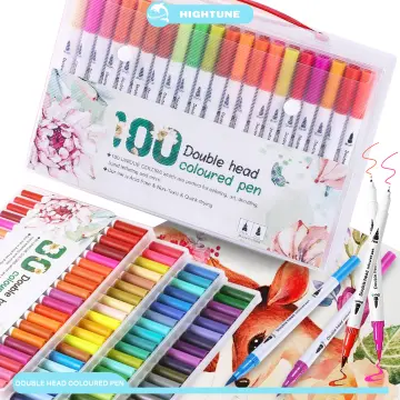 12-100 Water Color Pens Set Markers Double Head Brush Drawing Aesthetic  Professional Manga Kids School Art Supplies Stationery