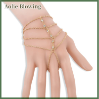 Aolie สายรัดข้อมือหลากสายสำหรับคนดังกำไลข้อมือแหวนสวมนิ้วแบบทาสสีทอง