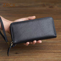 ZRCX Mens Leather Long Wallet Zipper Wallet Simple Clutch Casual Business Wallet Mobile Phone Bag Luxury Clutch Purse