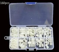 160pcs/box M3 White Nylon Hex Bolt External Hexagon Machine Screw Nut Washer Assortment Kit Nails Screws Fasteners