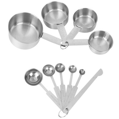 10Pcs Measuring Cups Premium Stackable Tablespoons Measuring Spoon Set Stainless Steel Measuring Cups and Spoons Set