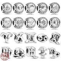 Twelve month constellation beads 925 sterling silver Aquarius Leo charm beads fit original Pandora bracelet DIY jewelry gifts