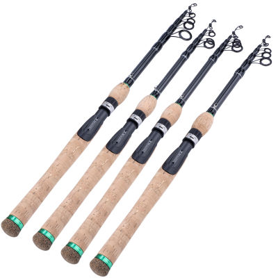 Souilang 1.8M-2.7M Protable escopic Fishing Rod Cork Handle Spinning Fishing Rod Carbon Fiber Travel Fishing Rod Tackle