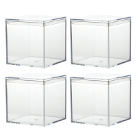 4 Pcs Square Storage Sweets Holder Clear Cake Containers Plastic Gift Bags Acrylic Candy Case Chocolate