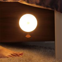 ☇☇๑ Round Night Light Wireless LED Night Lights Closet Stairs Aisle Light Induction Lamp Wall Decorative USB Chargeable Nightlight