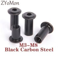 5/10/20/50Pcs M3 M4 M5 M6 M8 Black Carbon Steel Large Flat Hex Hexagon Socket Head Rivet Connector Insert Joint Sleeve Cap Nut Nails Screws Fasteners