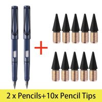 ✁✸ 12Pcs Inkless Everlasting Infinity Pencil with Eraser Forever Pencil for Writing Drawing (2Pencils 10 Replacement Pen Tips)